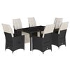 vidaXL Set mobilier de grădină cu perne, 7 piese, negru, poliratan