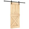 vidaXL Ușă glisantă Natural și Negru 85 x 210 cm Lemn de Pin Solid