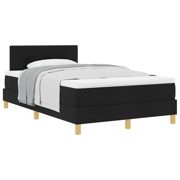 vidaXL Pat cu arcuri cu pernă cu headboard Negru 120 x 200 cm țesătură