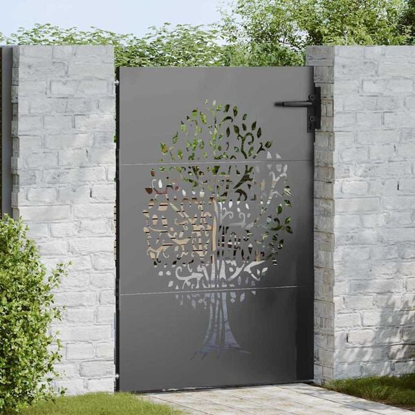 vidaXL Poartă de grădină, Poartă de Grădină 85x75 cm Design Copac din Oțel Corten