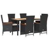 vidaXL Set mobilier de grădină cu perne, 7 piese, negru, poliratan