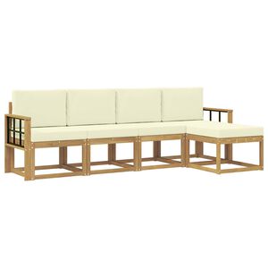 vidaXL Set de canapele de exterior 5 buc. Alb și crem