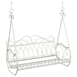 vidaXL Bancă swinging Oțel 112 x 60 x 126,5 cm Alb Antic
