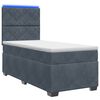 vidaXL Pat boxspring cu saltea Gri &icirc;nchis 90 x 190 cm Catifea