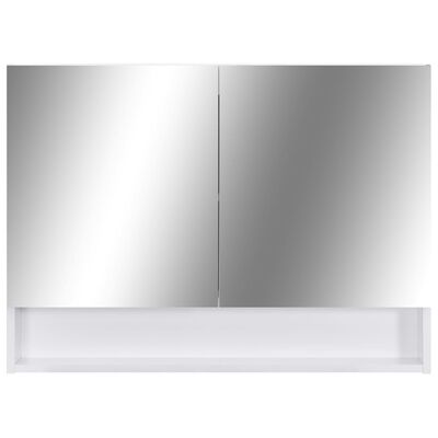 vidaXL Dulap de baie cu oglindă și LED-uri, alb, 80x15x60 cm, MDF