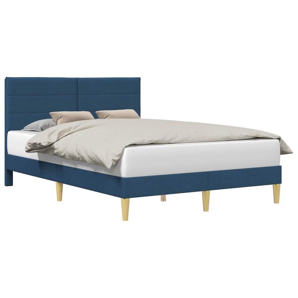 vidaXL Cadru de pat cu headboard albastru 160 x 200 cm țesătură