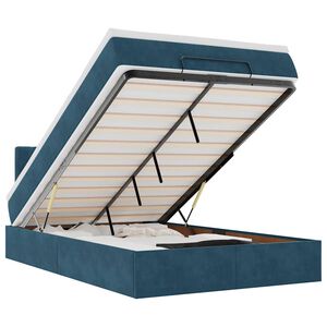 vidaXL Cadru de pat otoman cu saltea Albastru &icirc;nchis 120x200cm catifea