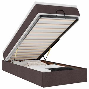 vidaXL Cadru de pat otoman cu saltea țesătură maro &icirc;nchis 90x200 cm