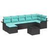 vidaXL Set de canapele pentru grădină cu pernă 8 pcs Negru Rattan poli