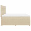 vidaXL Pat box spring cu saltea, crem, 200x200 cm, textil