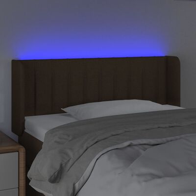 vidaXL Tăblie de pat cu LED, maro închis, 103x16x78/88 cm, textil