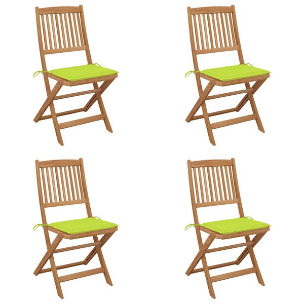 vidaXL Scaune grădină pliabile cu perne, 4 buc., lemn masiv de acacia