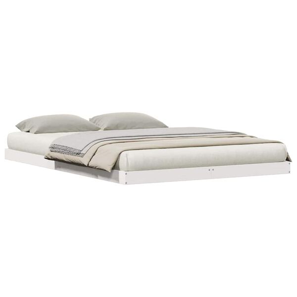 vidaXL Cadru de pat de podea Alb 213.5 x 104 x 9 cm Lemn de pin masiv