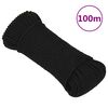 vidaXL Fr&acirc;nghie de lucru, negru, 4 mm, 100 m, poliester