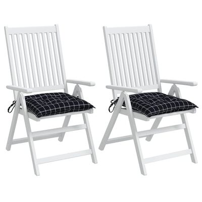 vidaXL Perne scaun, 2 buc., negru, 40x40x7 cm, textil, model pătrățele
