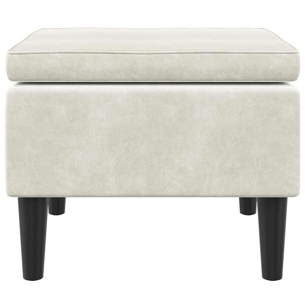 vidaXL Taburet cu picioare din lemn, catifea crem