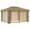 vidaXL Pavilion cu perdea, gri taupe, 4x3 m, aluminiu