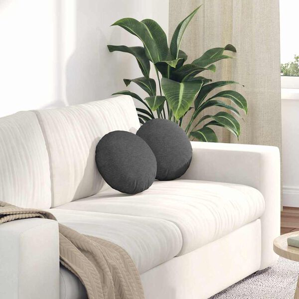 vidaXL Perne de Șezut 2 pcs Gri închis Ø 30 cm Țesătură din corduroy