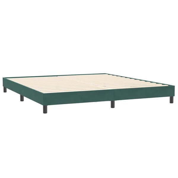 vidaXL Pat cu arcuri fără saltea verde închis 200x220 cm catifea