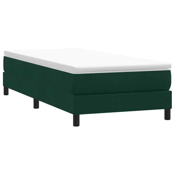 vidaXL Pat cu arcuri fără saltea verde &icirc;nchis 90x210 cm catifea