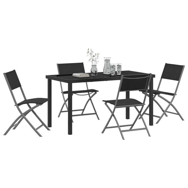 vidaXL Set de masă pentru grădină 5 pcs Negru