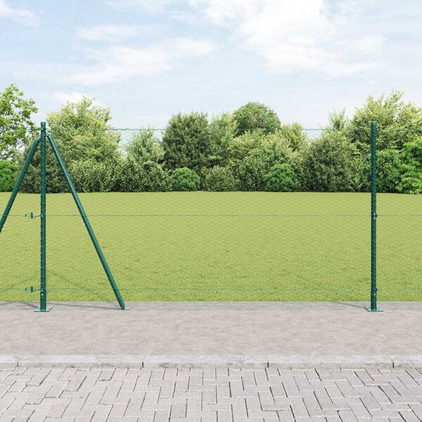 vidaXL St&acirc;lp de gard. Verde 10 x 1,2 m (plasă de 25 mm) Oțel și PVC