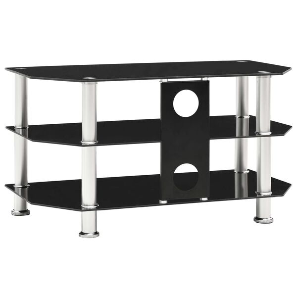 vidaXL Comodă TV, negru, 75 x 40 x 40 cm, sticlă securizată