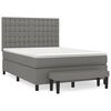 vidaXL Pat box spring cu saltea, gri &icirc;nchis, 140x190 cm, textil