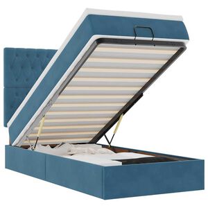 vidaXL Cadru pat otoman cu saltele Albastru &icirc;nchis 100x200cm catifea