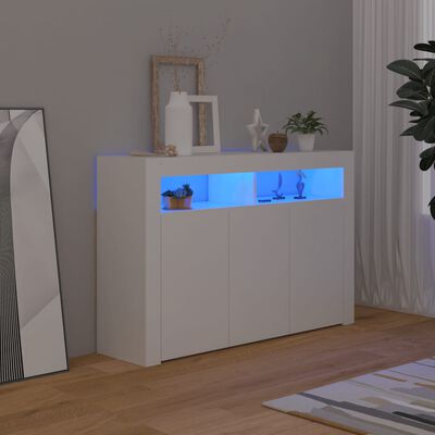 vidaXL Servantă cu lumini LED, alb, 115,5x30x75 cm