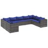 vidaXL Set mobilier de grădină cu perne, 9 piese, gri, poliratan