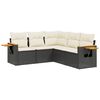 vidaXL Set mobilier de grădină cu perne, 5 piese, negru, poliratan