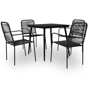 vidaXL Set mobilier de exterior, 5 piese, negru, frânghie și oțel