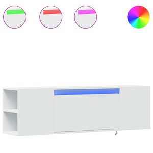 vidaXL Dulap TV de perete cu lumini LED, alb, 135x31x39,5 cm