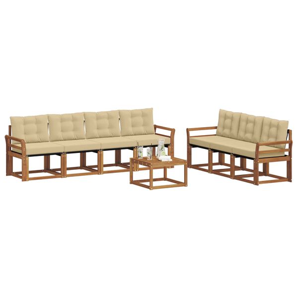 vidaXL Set de canapele de exterior cu pernă 8 pcs Natural și Bej