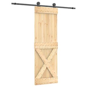 vidaXL Ușă glisantă Natural și Negru 70 x 210 cm Lemn de Pin Solid