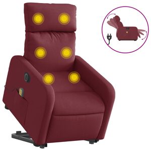 vidaXL Fotoliu de masaj electric rabatabil cu ridicare roșu vin textil