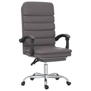 vidaXL Scaun de birou rabatabil cu masaj, gri, piele ecologică