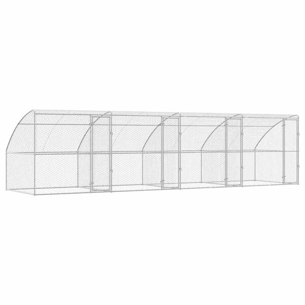 vidaXL Cușcă pentru c&acirc;ini 4 pcs Argintiu 8 x 2 x 2 m Oțel galvanizat