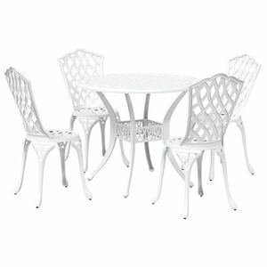 vidaXL Set de masă pentru grădină 5 pcs Alb Aluminiu