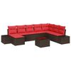 vidaXL Set de canapele pentru grădină cu pernă 9 pcs Maro poliratan