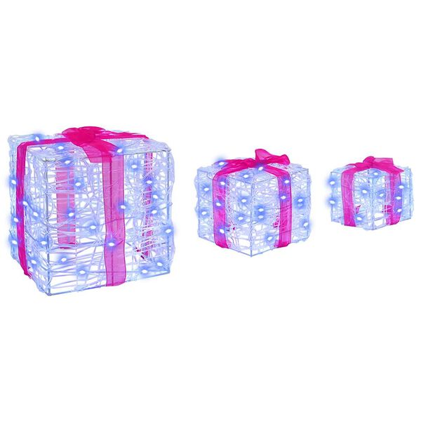 vidaXL Cutie cadou cu 60 LED 3 pcs albastru 20 x 20 x 20 cm Acril