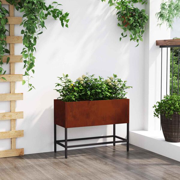 vidaXL Ghiveci ridicat pentru grădină Ruginit 60 x 26 x 45 cm