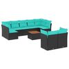 vidaXL Set canapele de grădină cu perne, 10 piese, negru, poliratan