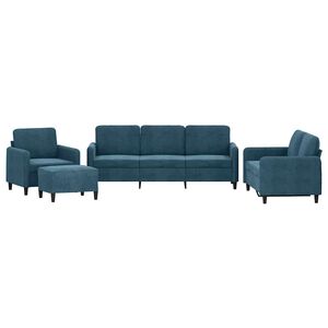 vidaXL Set de canapele, 4 piese, albastru, catifea