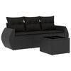 vidaXL Set mobilier de grădină cu perne, 4 piese, negru, poliratan