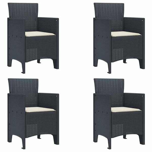 vidaXL Scaun pentru Grădină 4 pcs Antracit Dimensiune: 53 x 49 x 85 cm