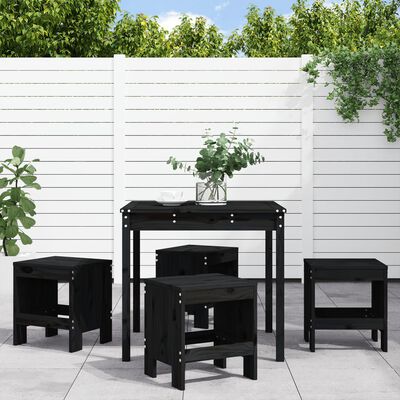 vidaXL Set de masă pentru grădină, 5 piese, negru, lemn masiv de pin