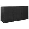 vidaXL Magazie de pubele triplă, negru, 229 x 78 x 120 cm, poliratan