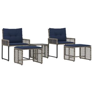 vidaXL Set de Mobilier pentru Exterior cu pernă 5 pcs Gri și bleumarin
